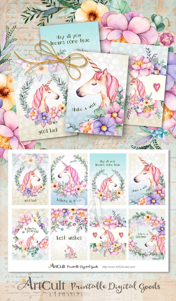 printable gift tags unicorn instant digital download