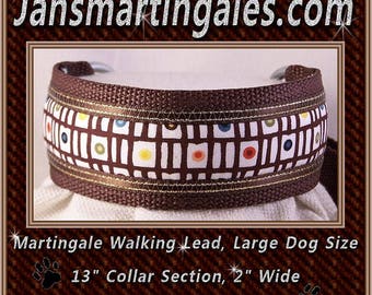 Jansmartingales, Brown Walking Lead, Dog Collar and Lead Combination, Greyhound, Large Dog Size, brn121