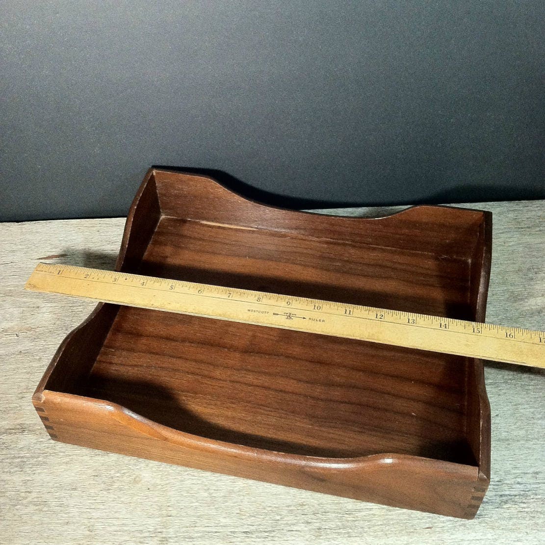 Vintage Hedberg Wood Desk Tray Dovetail Wooden Vintage Hedberg Wood Desk Tray Dovetail Wooden Inbox Mid