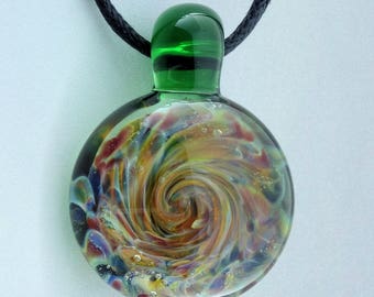 Blown Glass Pendant Burst of Color Necklace Lampwork Focal Bead (BC7157B)