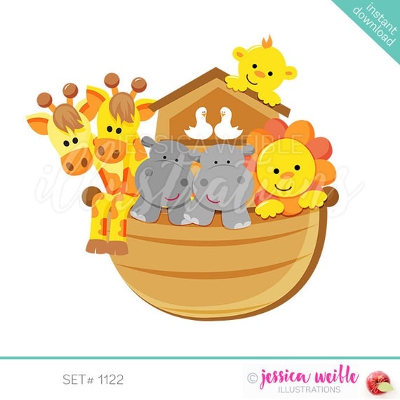 Noah's Ark Cute Digital Clipart, Ark Clip art, Noahs ark Graphic ...