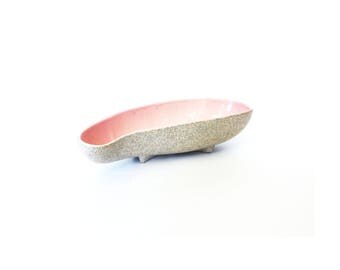 Mid Century Kidney Shaped Pink Speckled Planter
