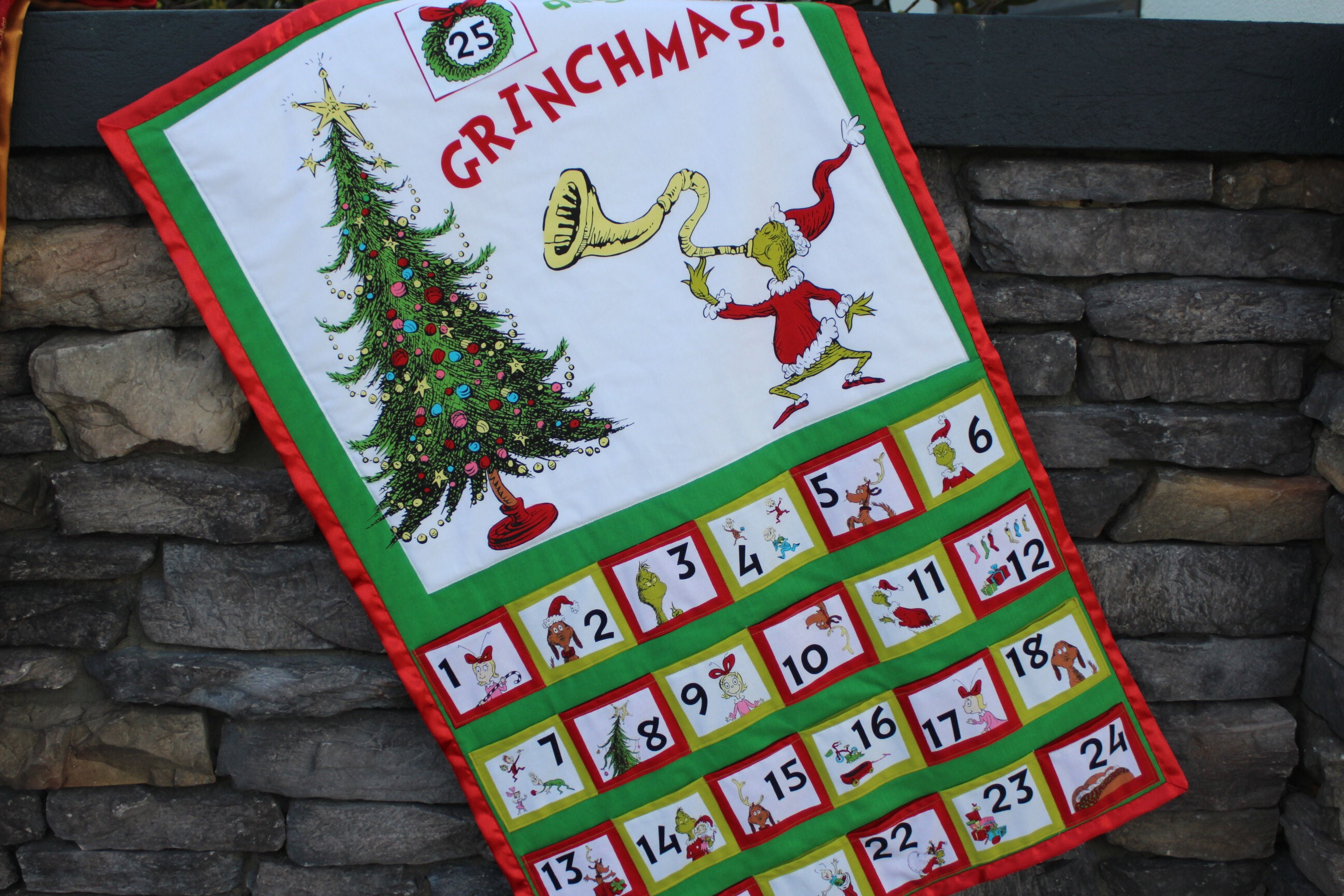 Advent Calendar Dr Suess Grinchmas Christmas Wallhanging