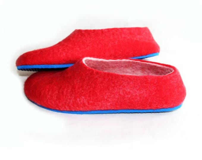 Felted Wool Slippers American Flag, 4th Of July, Unisex Felt Slipper Shoes, Wool Clogs, Mens Wool Slippers, Handmade Slippers Husband Gift