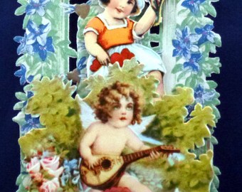 Vintage Victorian Honeycomb 3D Stand Up Valentine Card, 1920s