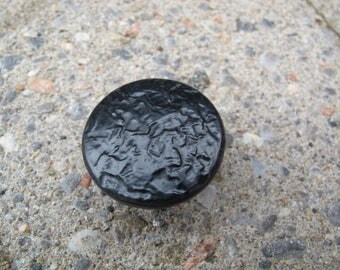 Amerock colonial black drawer knobs T-508 (6 available) / Faux Hammered black metal cabinet knobs / salvaged knobs
