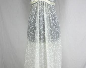 Vintage Lingerie Set Christian Dior Set Nightgown Robe White Floral NOS