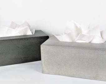 Concrete Tissue Box Cover / Kleenex Tissue Box Cover / Rectangular Tissue Box Cover / Tissue Box Holder / Bathroom Organization