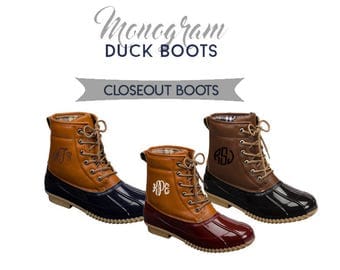FINAL INVENTORY CLOSEOUT Monogram Duck Boots, Personalized Duck Boots, Winter Shoes & Boots, Monogram Ankle Boots, Personalized Shoes