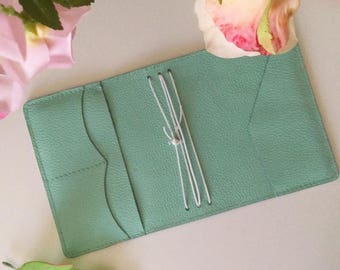 Pastel Mint Leather Traveler's Notebook Cover NAYAdori /Midori style notebook cover/ Leather Journal / Fauxdori/ - Wide Fit