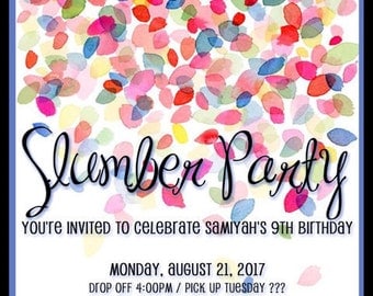 Slumber Party Invitation / Hotel Sleepover - custom or digital versions available