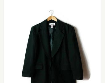 ON SALE Vintage Dark Green Wool Blazer/ Tailored Jacket from 1980's *