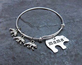 Mama Bear Bracelet - New Mom Gift - Custom Bracelet - Add Birthstones & Bears - Mama Bear Jewelry - Gift for Mom - Grandmother Gift