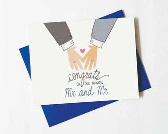 gay wedding card - same sex wedding card - mr and mr wedding congratulations card