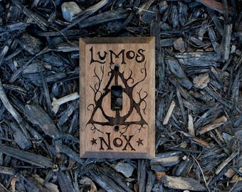 Lumos Nox and Deathly Hallows Light Switch Cover, Harry Potter Light Switch, Lumos Nox Light Switch, Deathly Hallows Lightswitch, Home Decor