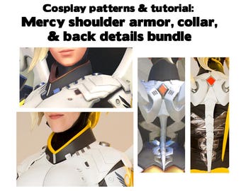 Printable Overwatch Mercy cosplay armor pattern with tutorial - shoulder collar and back details foam - digital download PDF ZIP costume