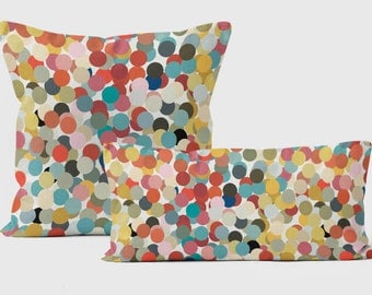 Decorative Pillows For Couch, Throw Pillow Covers 18x18, Pillow Cases Handmade, Confetti Pillows, Dots Pillow, Turquoise, Coral Pillow