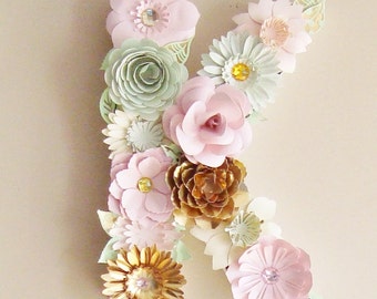 Paper Flower Letter 12 Inches - Monogram | Marquee 12" | Baby Nursery | Baby Nursery Decor | Wedding Monogram | Event Decor | Home Decor