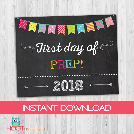First day of Prep sign Girl First day of school sign Prep