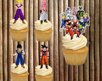 cupcake toppers dragon ball z, dragon ball z, party dragon ball z, party dragon ball z toppers, birthday dragon ball z