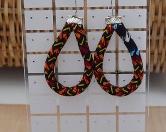 Afro earrings, afro jewellery, african fabric hoop earrings, textile earrings, gift for women, ankara earrings