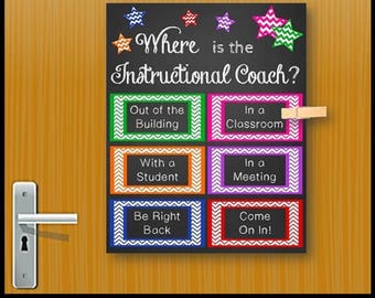 Instructional Coach Door Sign, Back to School Classroom Poster, School Office Decor, Where is the Instructional Coach Gift Idea
