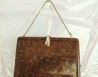 Vintage Brown Tortoise Handbag Clutch