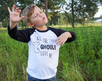 Funny Boys Halloween Shirt , Halloween Baby Shirt , Boys Halloween Raglan, Toddler Boy Halloween Shirts , Boys Ghost Shirts