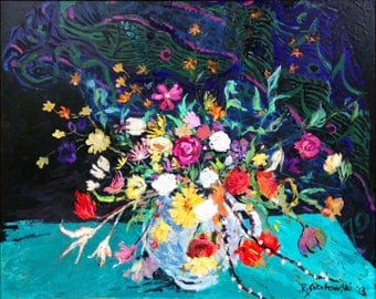 Floral Bouquet, "Birthday Bouquet" Painting by Ray Sokolowski, Archival Print