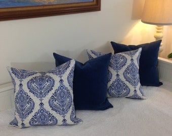 Blue pillow cover,Waverly pillow cover,Waverly cotton pillows,Medium pillow,Elegant pillow covers,Boho pillow cover,