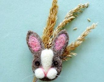 Bunny Brooch | Little Bunny Rabbit Brooch Animal Jewelry Gift | Wife Christmas Nature Inspired Animal Pin Badge | Woodland Animal Brooch