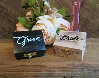 Ring box, Wedding ring box, Bride and groom ring boxes, wood ring box, wooden ring box, engagement ring box, custom ring boxes, ring holder