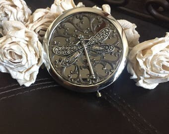 Dragonfly compact mirror, dragonfly gift, purse mirror, travel mirror