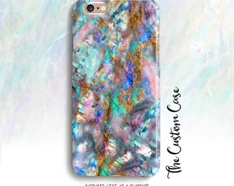 Opal Phone Case, Turquoise Pink and Turquoise Opal Stone Phone Case, Holographic Stone Phone Case, Iridescent Labradorite Gemstone