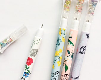 Flower Gem Cap Gel Pen • Planner Pens • Fine Tip Pens