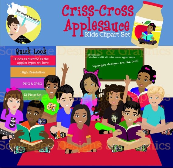 Kids Clipart Kids sitting criss cross apple sauce classroom