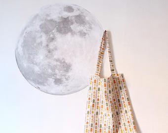 Tote bag off-white and printed ethnic