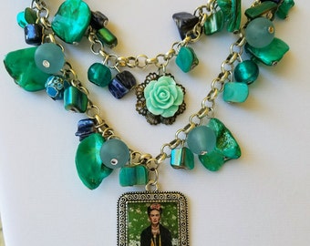 Frida Kahlo Necklace,Frida Kahlo, Frida Kahlo Jewelry,Boho Necklace,Day Of the Dead,Dia de los Muertos,Unique Jewelry,Mexican Folk