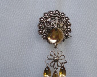 Antique petite Sølje, broche argent norvégien, Bunadssølv