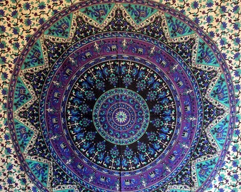 Wall Tapestries Bohemian Tapestry Boho Decor Wall Art Mandala Dorm Room Decor Gypsy Bed Cover Blue Wall Hanging Yoga Tapestry Hippie Decor
