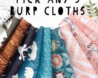 Baby boy burp cloths - baby girl burp cloth set - pick your own prints - baby shower gift set - gender reveal gift - burp cloths - Finney