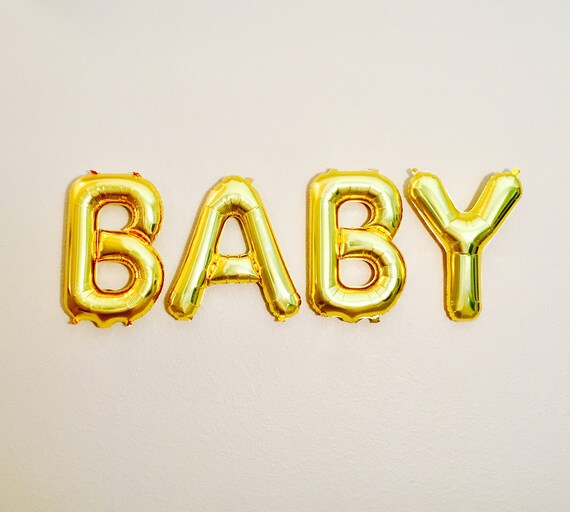 BABY Gold Balloons Gold Baby Shower Decoration Gold Letter