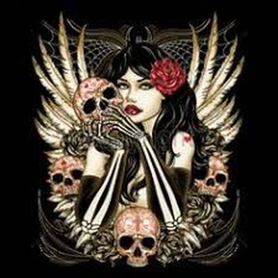 Girl With Skull and Wings Sugar Skull Day of the Dead WOMENS