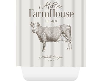 Custom Farmhouse Shower Curtain - Cow, Bull, Cattle - Custom Shower Curtain