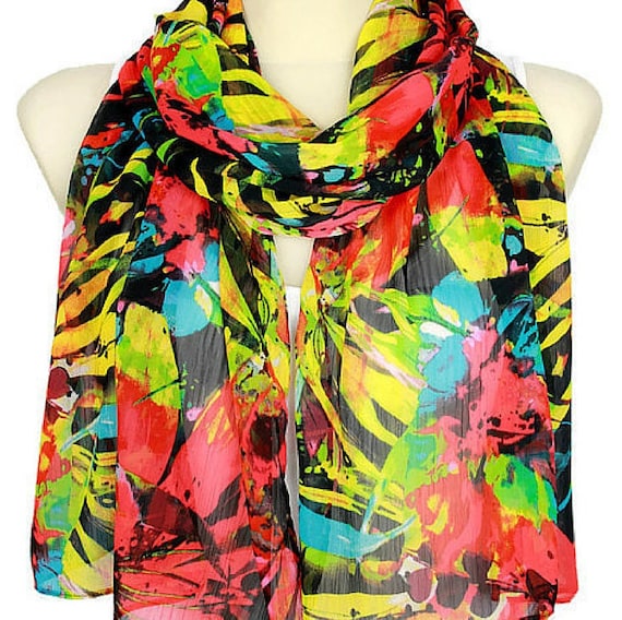 Floral Spring Scarf Summer Scarves Flowers Women Boho Scarf Birthday Gift for Her Fashion Accessories Autumn Floral Scarf Rainbow Scarves