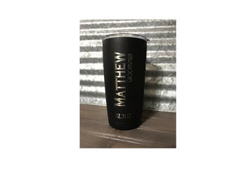 Personalized 20 oz Polar Camel (YETI/RTIC like) Black Stainless Steel Tumbler - Perfect Wedding Party Favors, Groomsmen Gifts