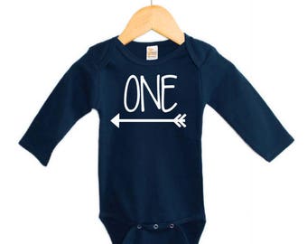 birthday boy boys 1st baby outfit bodysuit tribal arrow navy shirt