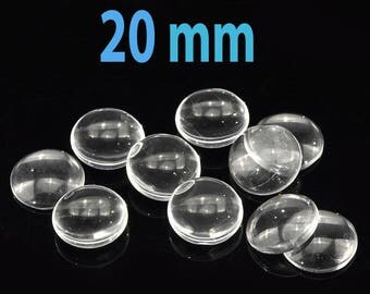 Set of 10 20mm transparent cabochons
