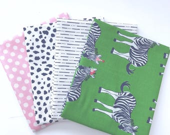 Bundle Safari Party by Melissa Mortenson for Riley Blake Designs- 4 Fabrics Green Main with Sparkle