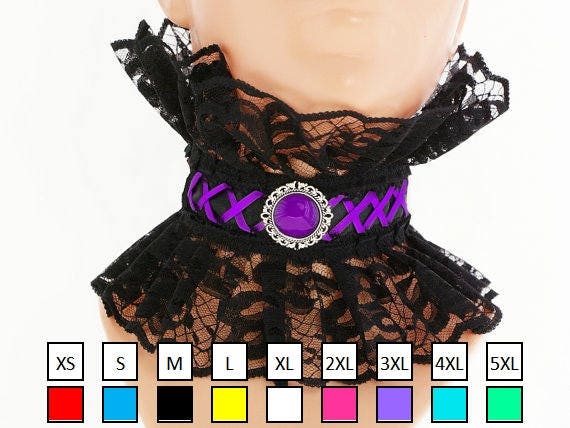 Black purple satin lace evening collar, choker gothic, burlesque elegant vampire collar, scarf goth wedding, victorian lolita, steampunk, F2 by FashionForWomen steampunk buy now online